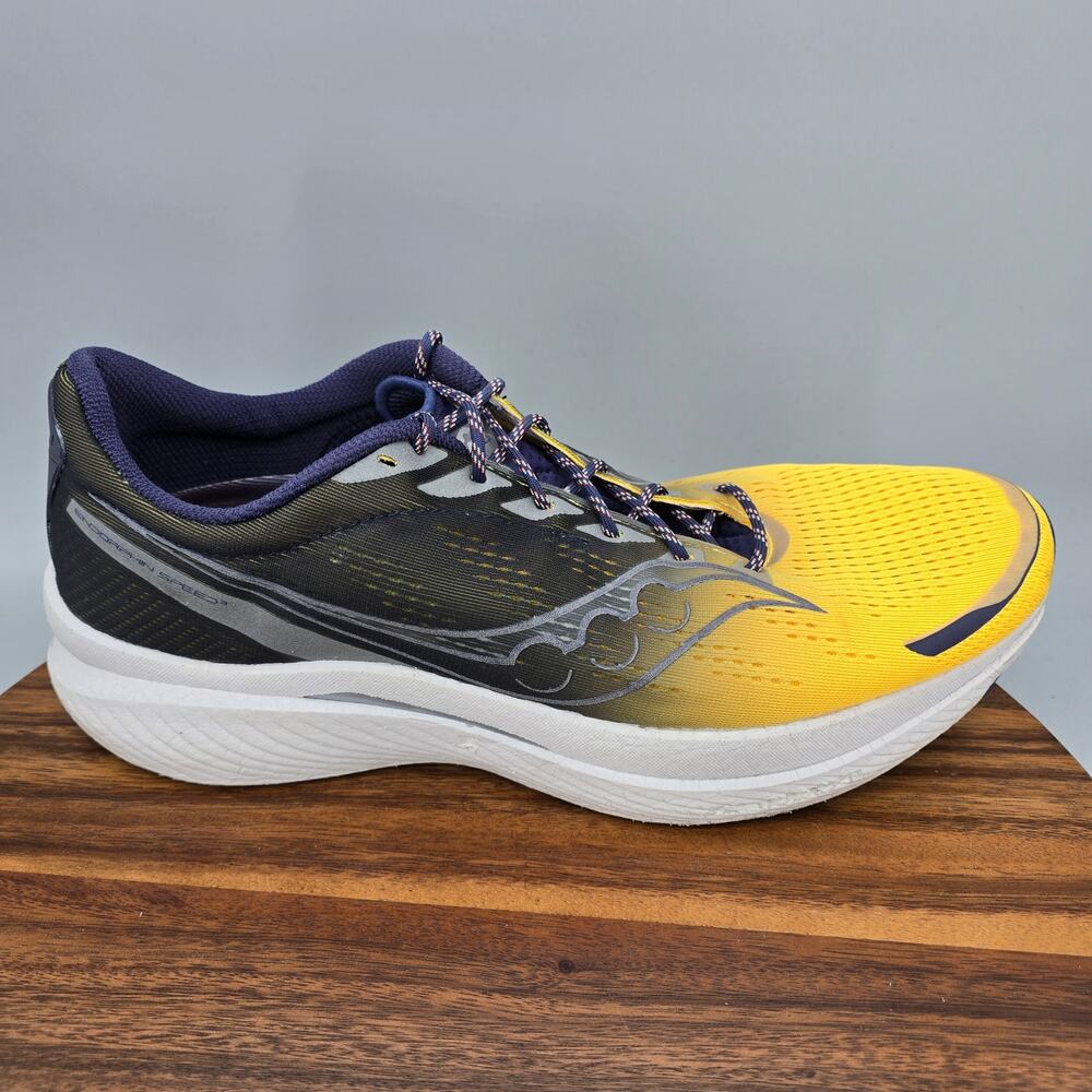 Saucony Endorphin Speed 3 Shoes Mens 15 Yellow Navy Athletic Running Sneakers